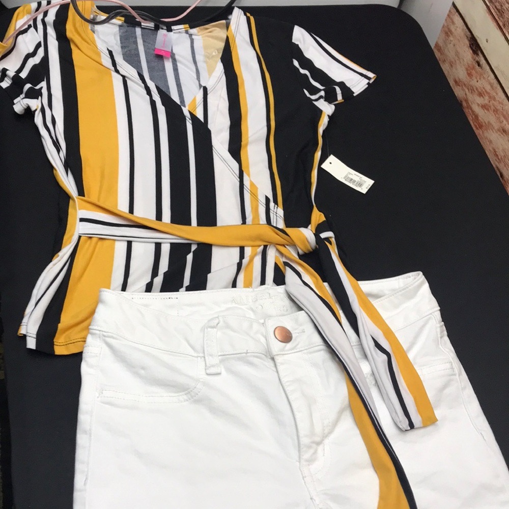 American Eagle Jeggings 6 & Stretch Shirt NWT A2